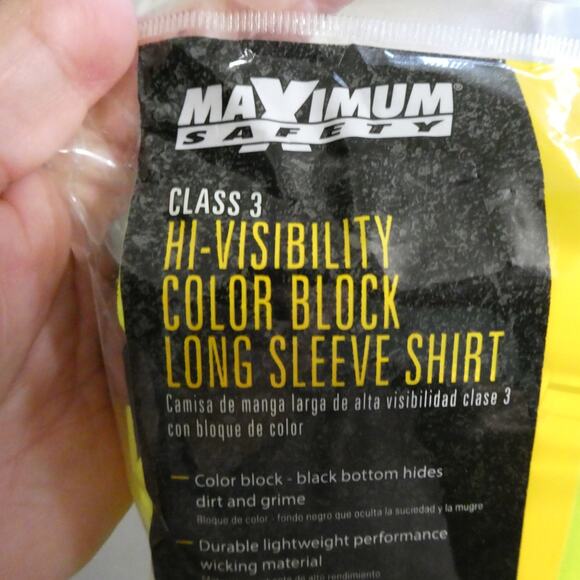 Maximum Safety Men's Large Shirt class 3 Hi-Visibility color black long sleeve - Picture 4 of 10